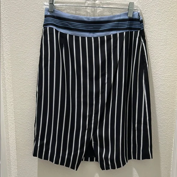 LOFT Chic Striped Skirt with Blue Waistband - Picture 1 of 6